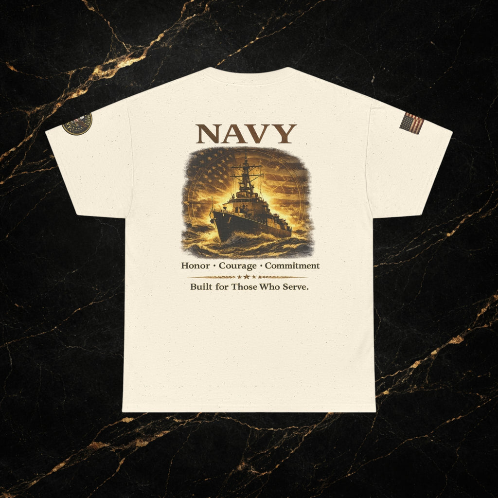 Navy ‘Forged at Sea’ Crew Neck Tee — Honor Courage Commitment Military T‑Shirt