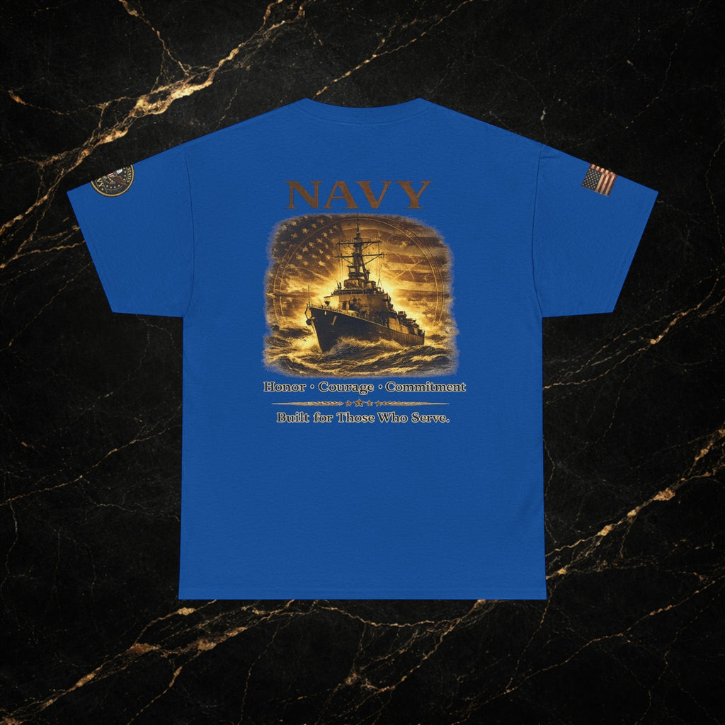 Navy ‘Forged at Sea’ Crew Neck Tee — Honor Courage Commitment Military T‑Shirt