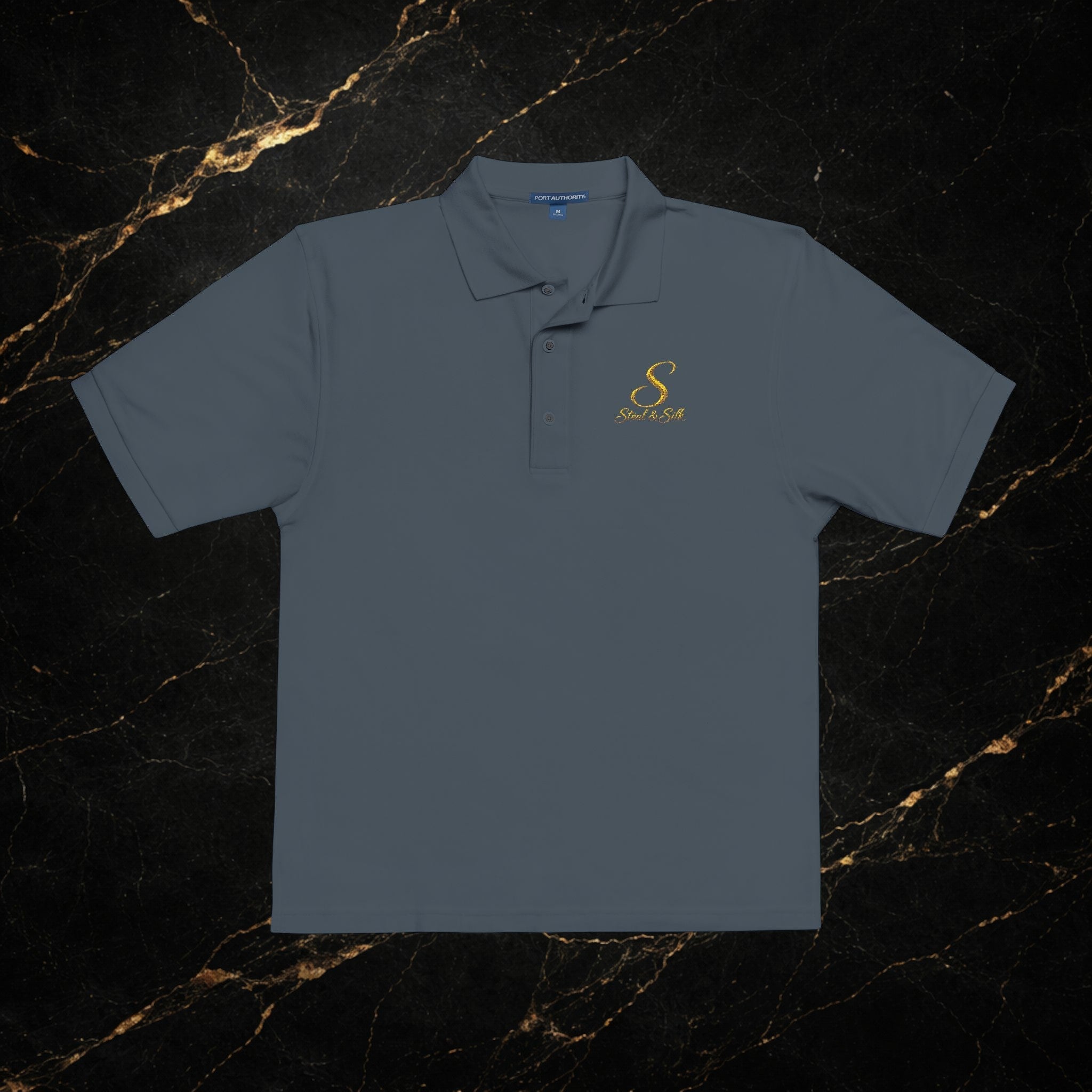 Embroidered Gold Snake Logo Polo Shirt — Classic Casual Dress Polo