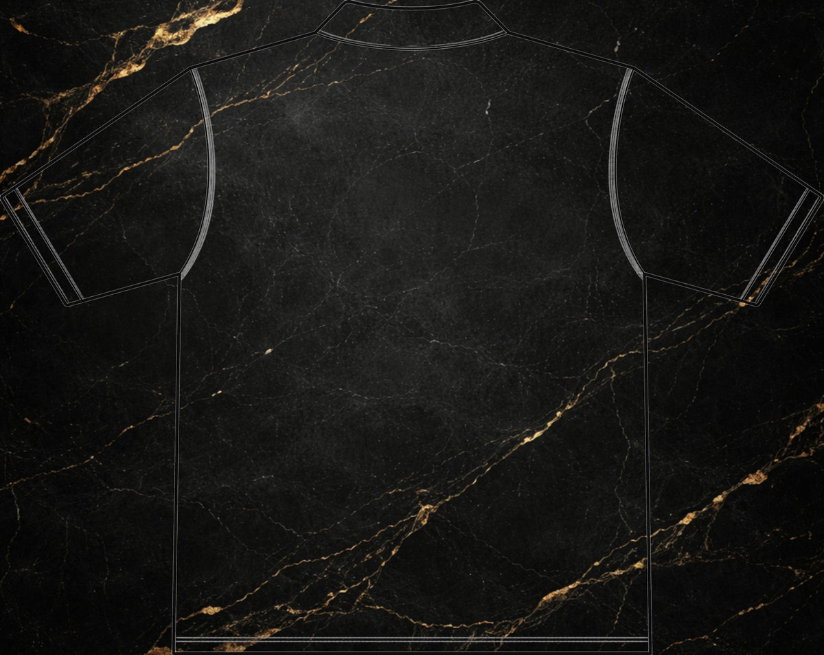 Steal & Silk black workwear polo shirt featuring a durable polyester construction and a clean, minimal back view.