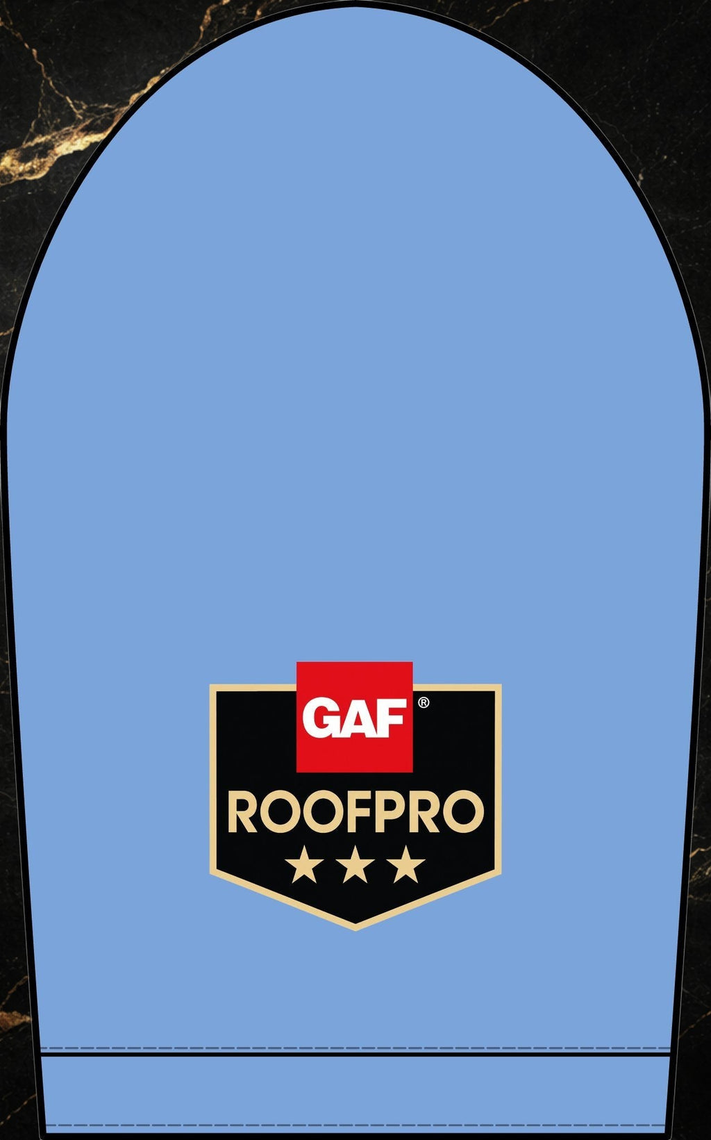 Steal & Silk light blue workwear polo featuring a GAF ROOFPRO shield logo on the chest with triple-needle stitching.