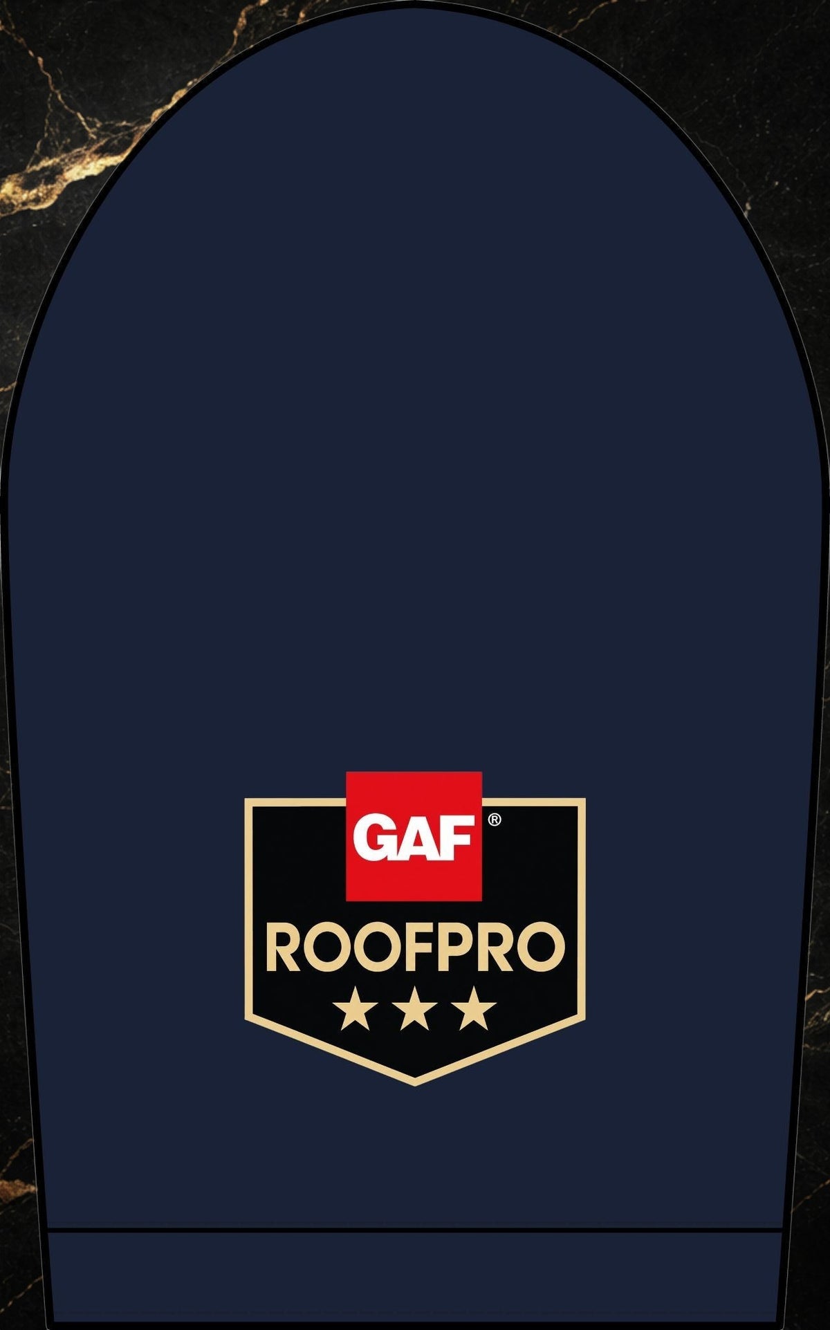 Steal & Silk navy blue workwear polo featuring a GAF ROOFPRO embroidered logo on the chest