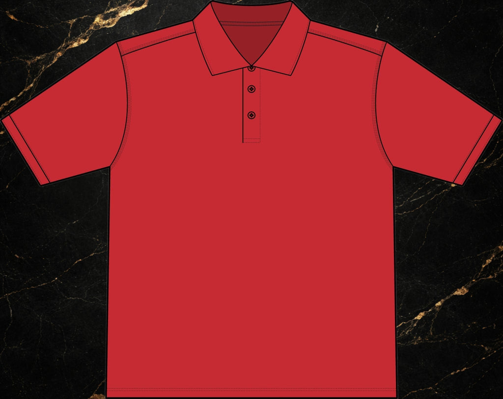 Steal & Silk red moisture-wicking workwear polo shirt with anti-curl collar and reinforced stitching