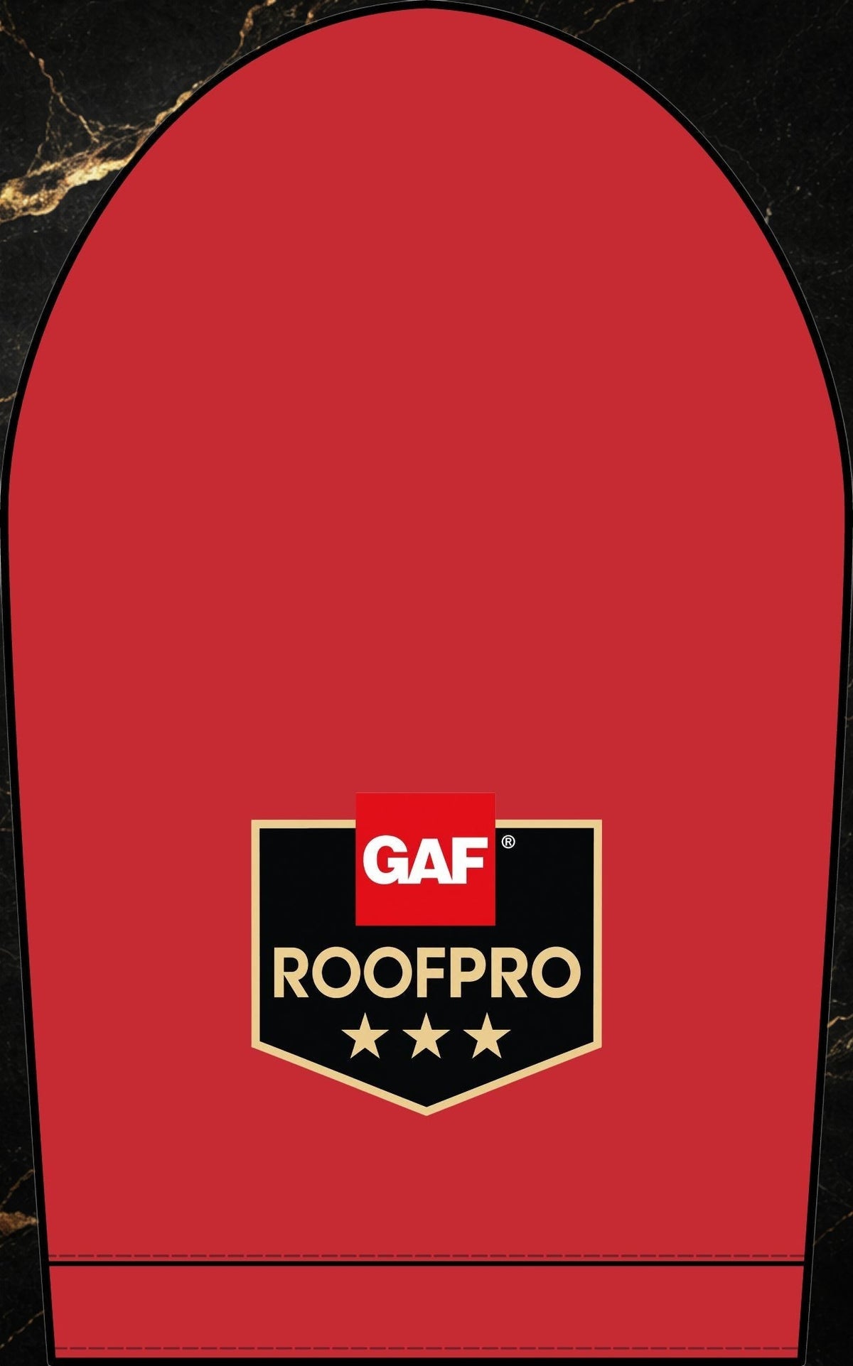 Steal & Silk red workwear polo shirt featuring a GAF ROOFPRO embroidered chest logo and reinforced stitching.